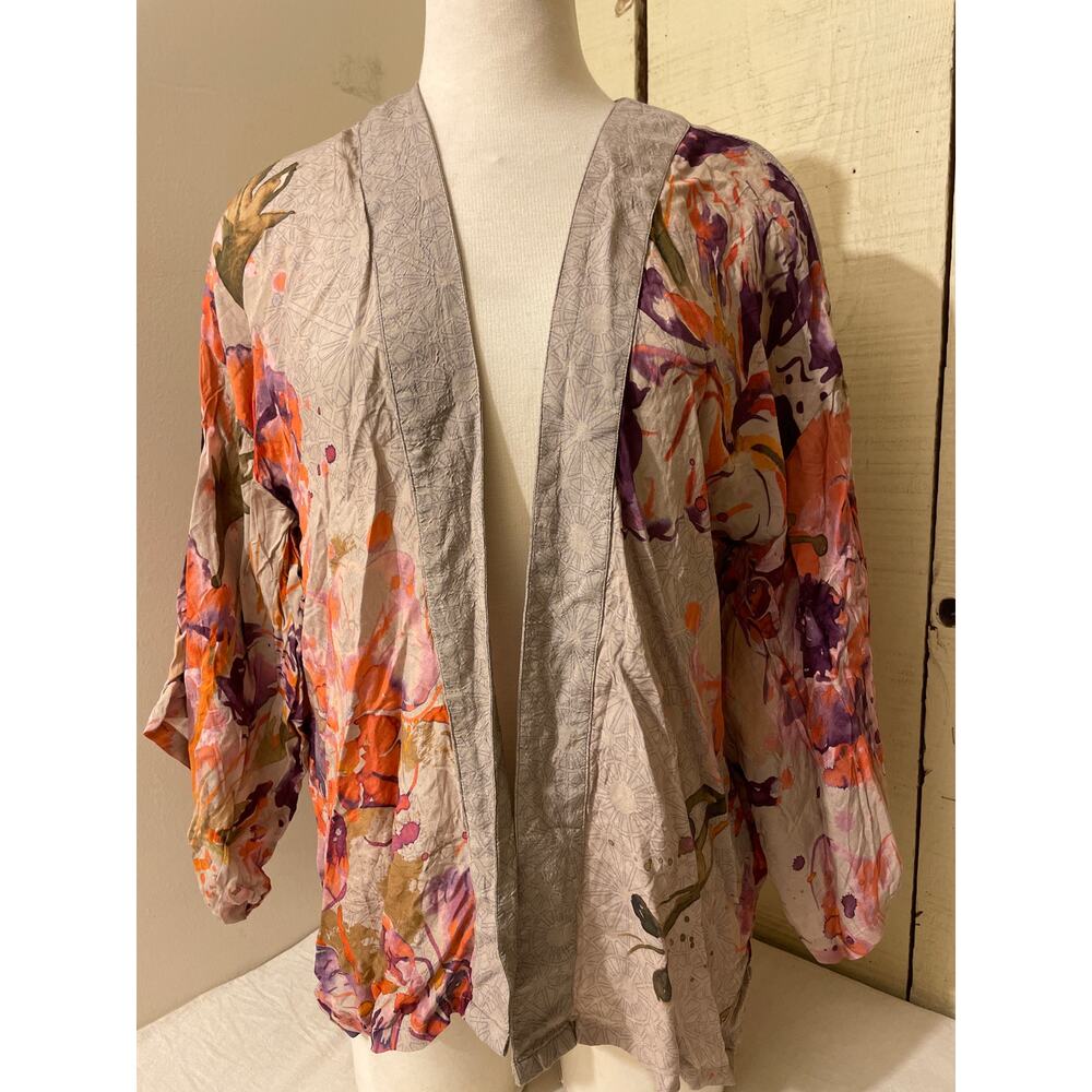 Powder Women's‎ One Size Open Front Floral Long Sleeve Modal Kimono Blouse